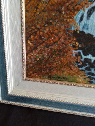 Pintura al óleo de paisaje otoñal