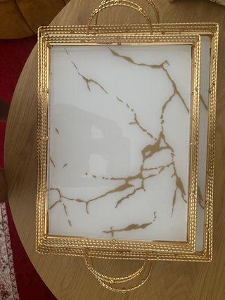 2 Bandejas decorativa dorada mármol