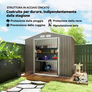 Casetta da Giardino in Metallo con Prese d'Aria e