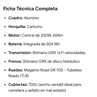 Bici carretera eléctrica Megamo