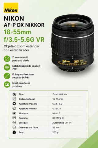 Objetivo Nikon AF-P DX 18-55mm f/3.5-5.6G VR