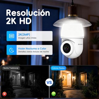 Cámara Vigilancia Bombilla WiFi 2K 5G