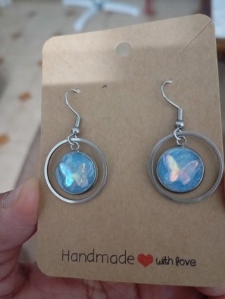 Pendientes Resina Mariposa Acero Inoxidable