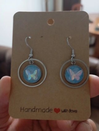 Pendientes Resina Mariposa Acero Inoxidable