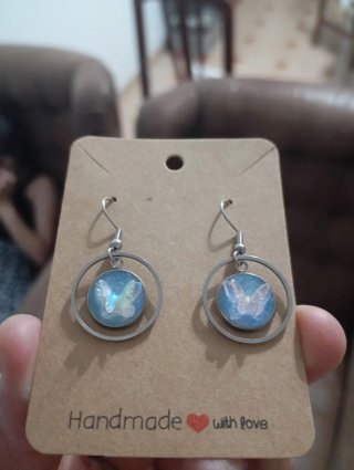 Pendientes Resina Mariposa Acero Inoxidable