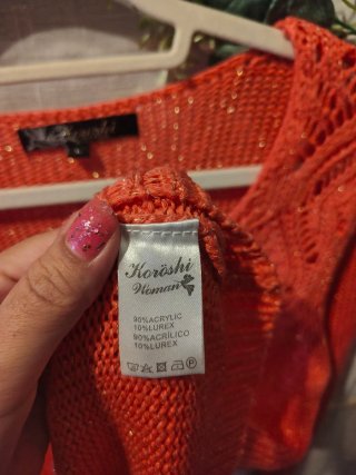Jersey Koroshi coral calado con brillo