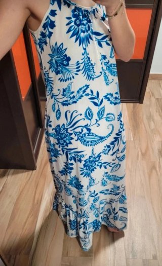 Vestido largo estampado Santorini