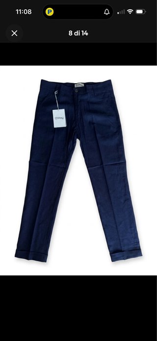 Set 2 pantaloni uomo Lino blu e verde TG L