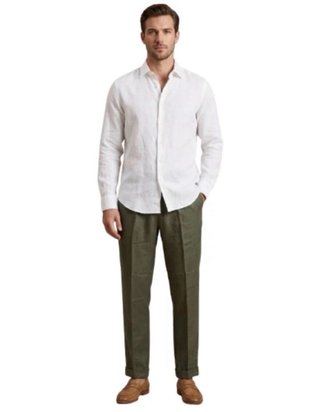 Set 2 pantaloni uomo Lino blu e verde TG L
