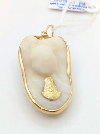 Colgante Oro 18k Virgen Blanca