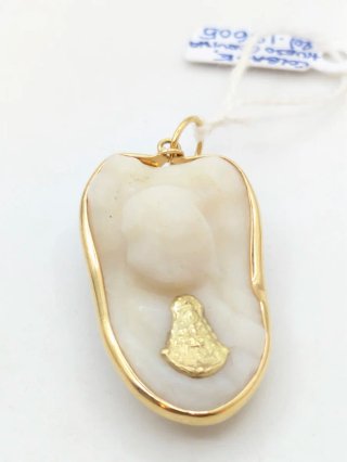Colgante Oro 18k Virgen Blanca