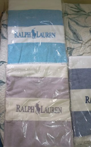Toalla Ralph Lauren Rayas Azul y Rosa