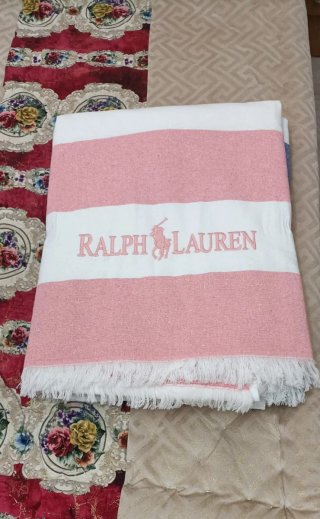 Toalla Ralph Lauren Rayas Azul y Rosa