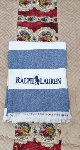 Toalla Ralph Lauren Rayas Azul y Rosa
