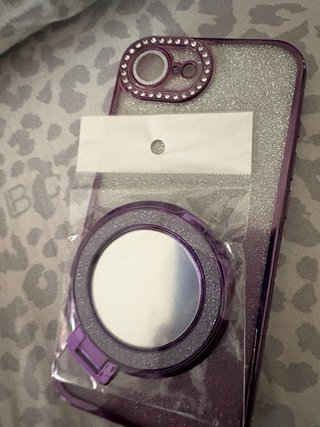 Cover Glitter iPhone con Anello Viola