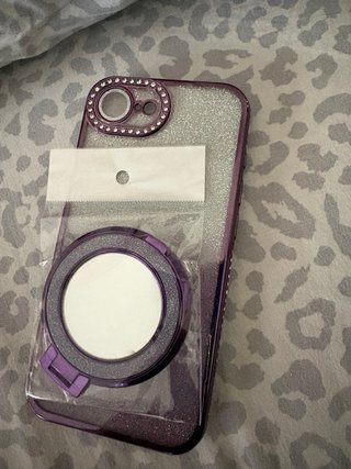 Cover Glitter iPhone con Anello Viola