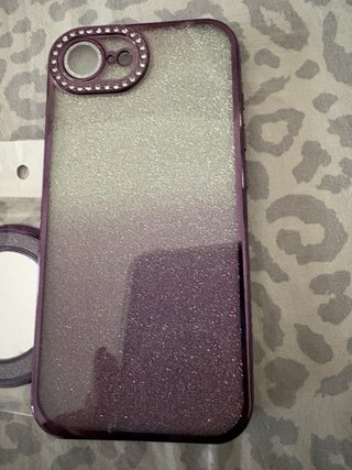 Cover Glitter iPhone con Anello Viola