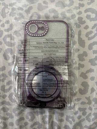 Cover Glitter iPhone con Anello Viola