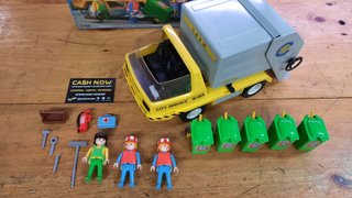 PLAYMOBIL 3780 ANTIGUO SET CAMIÓN BASURA RECICLAJE