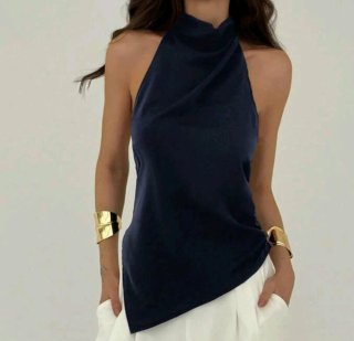 Top azul marino halter