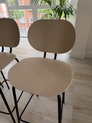 4 Taburetes Altos Lino Beige