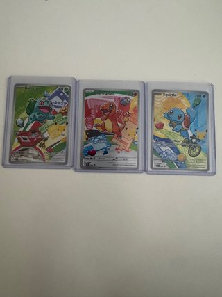 Set 3 Carte Pokémon Kanto: Bulbasaur, Charmander, Squirtle