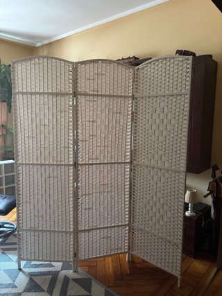 Biombo blanco mimbre IKEA