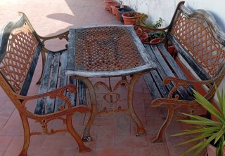 Conjunto Mesa y 2 Bancos Terraza