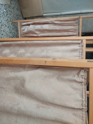 Biombo separador de ambientes madera y tela