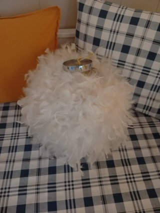 Lámpara de plumas blanca
