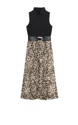 Vestido Animal Print Midi con Cinturón