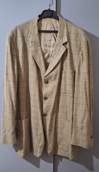 Blazer de cuadros beige y multicolor