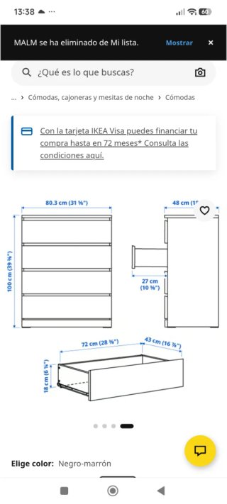 2 cómodas Malm IKEA negras 130 las dos o 65 unidad