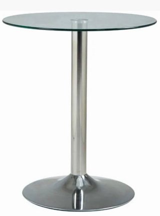 Mesa alta cristal y metal plateado