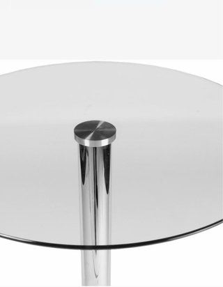 Mesa alta cristal y metal plateado
