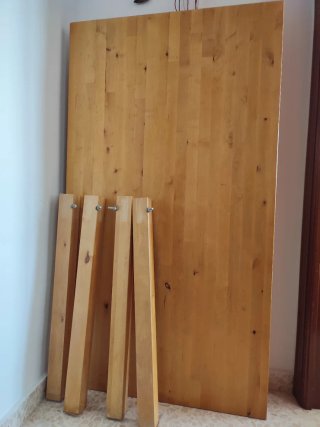 Mesa de comedor de madera maciza, abedul