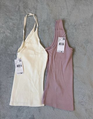 Conjunto 2 Tops Mango Branco e Rosa