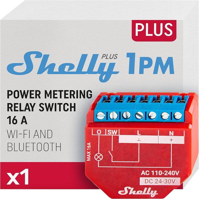 Shelly Plus 1PM Módulo Interruptor WiFi y Bluetoot
