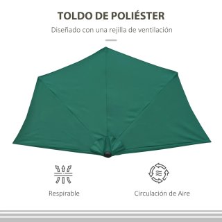Sombrilla de Jardín Verde 269x138x236 cm