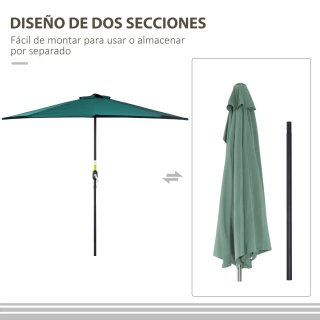 Sombrilla de Jardín Verde 269x138x236 cm