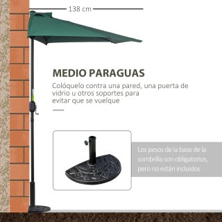 Sombrilla de Jardín Verde 269x138x236 cm