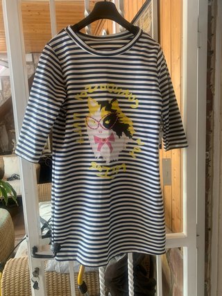 Vestido mini rayas gato gafas talla única