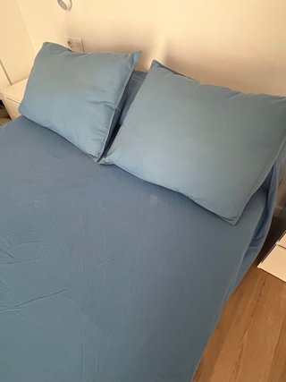 Funda Nórdica 240x220 Ikea Azul con dos almohadas