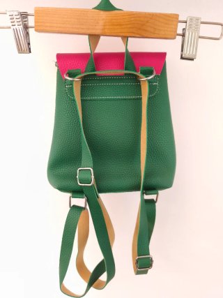 Mochila Piel Italia Rosa y Blanca