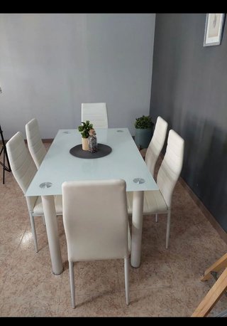 Mesa Comedor Blanca con 6 Sillas