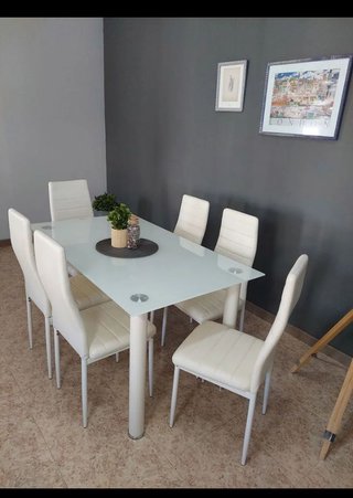 Mesa Comedor Blanca con 6 Sillas