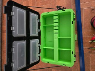 Soporte caña pesca y caja pesca