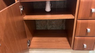 Mueble baño madera y piedra