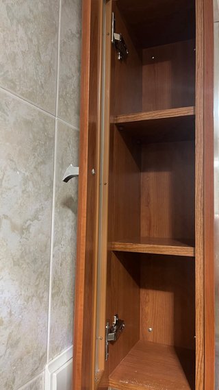 Mueble baño madera y piedra