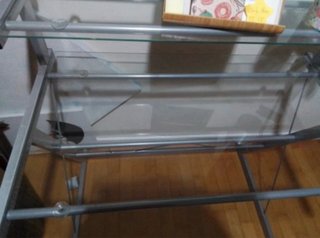 Escritorio cristal y acero industrial vintage 95cm